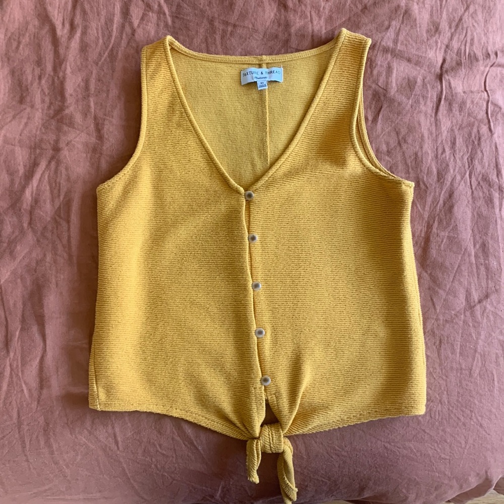 Yellow Texture & Thread button-down tank